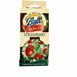 Vintage Ball Collection Elite StrawberryMason Jar Dome Lids Set Of 6 New In Box